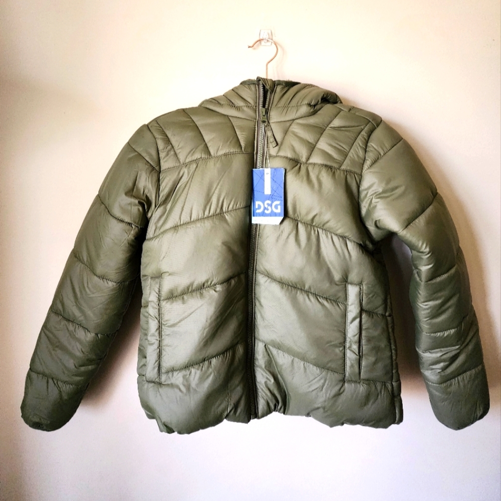 DSG Girls Insulated Jacket, Size M, Olive Green